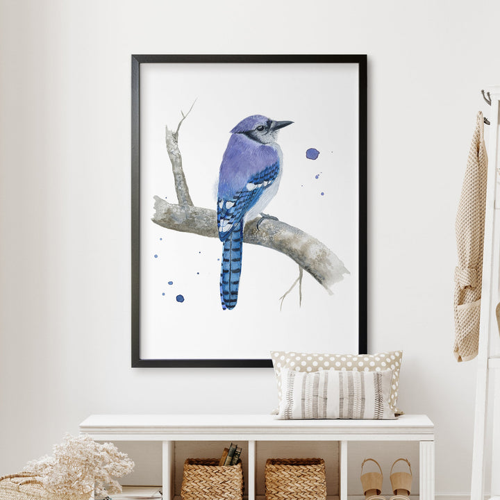 a picture of a blue bird sitting on a branch