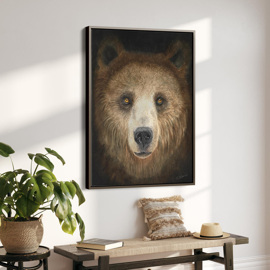 Grizzly Bear Framed Gallery Wrapped Canvas in Espresso