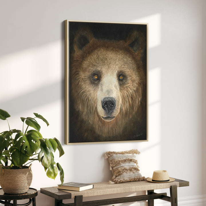 Grizzly Bear Framed Gallery Wrapped Canvas in Wood