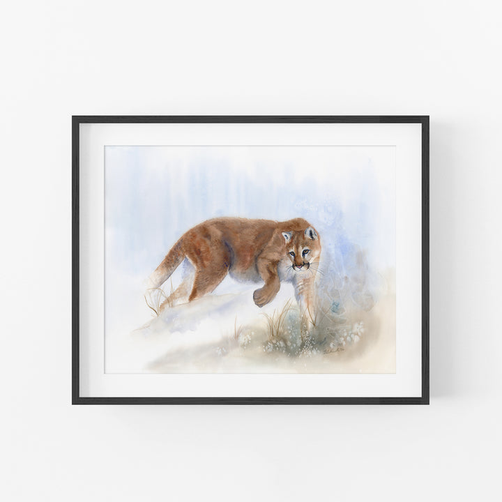 Edge Walker — Mountain Lion Watercolor Fine Art - Brett Blumenthal Art