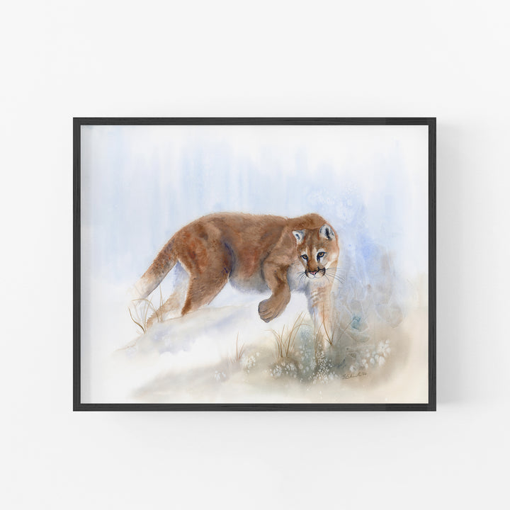 Edge Walker — Mountain Lion Watercolor Fine Art - Brett Blumenthal Art