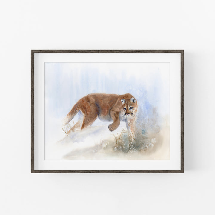 Edge Walker — Mountain Lion Watercolor Fine Art - Brett Blumenthal Art