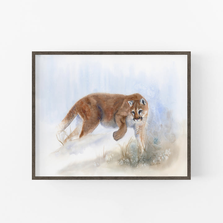 Edge Walker — Mountain Lion Watercolor Fine Art - Brett Blumenthal Art