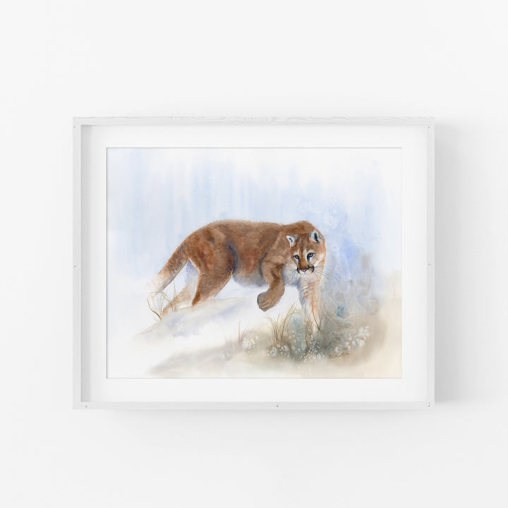 Edge Walker — Mountain Lion Watercolor Fine Art - Brett Blumenthal Art