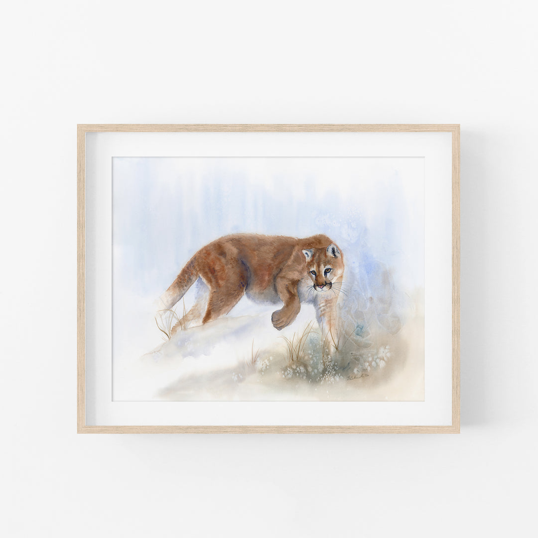 Edge Walker — Mountain Lion Watercolor Fine Art - Brett Blumenthal Art