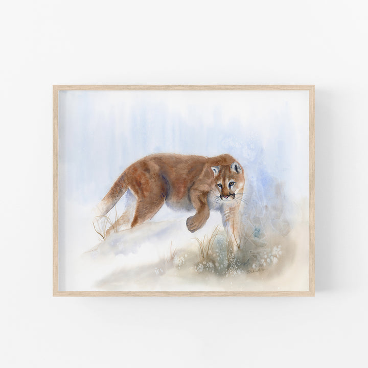 Edge Walker — Mountain Lion Watercolor Fine Art - Brett Blumenthal Art