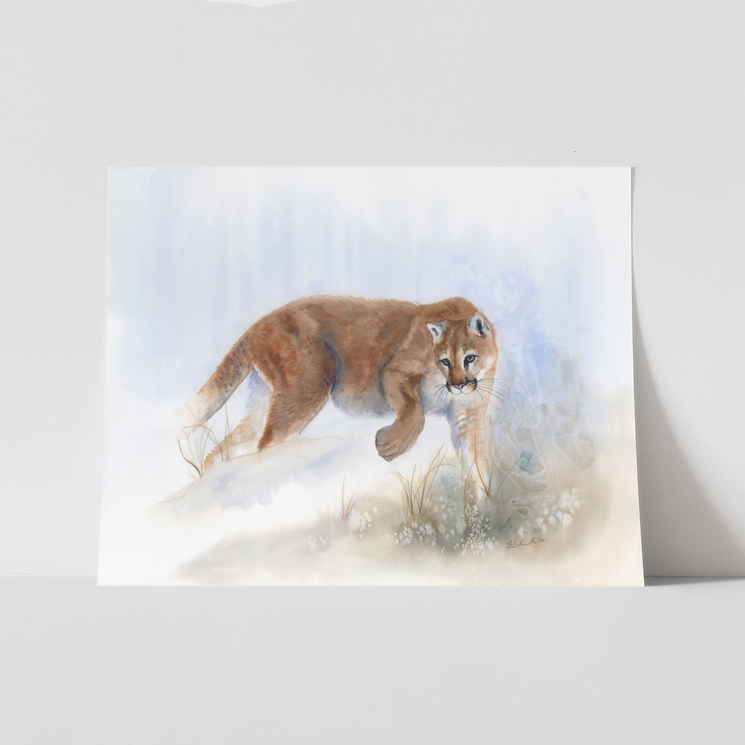Edge Walker — Mountain Lion Watercolor Fine Art - Brett Blumenthal Art