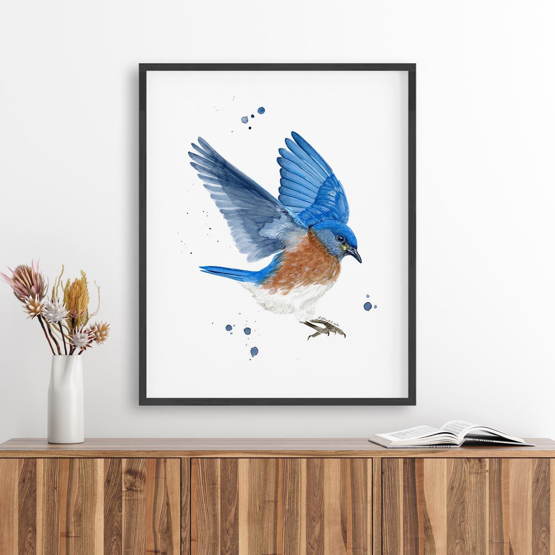 Blauer Vogel Kunstdruck