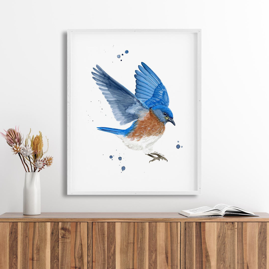 Blauer Vogel Kunstdruck