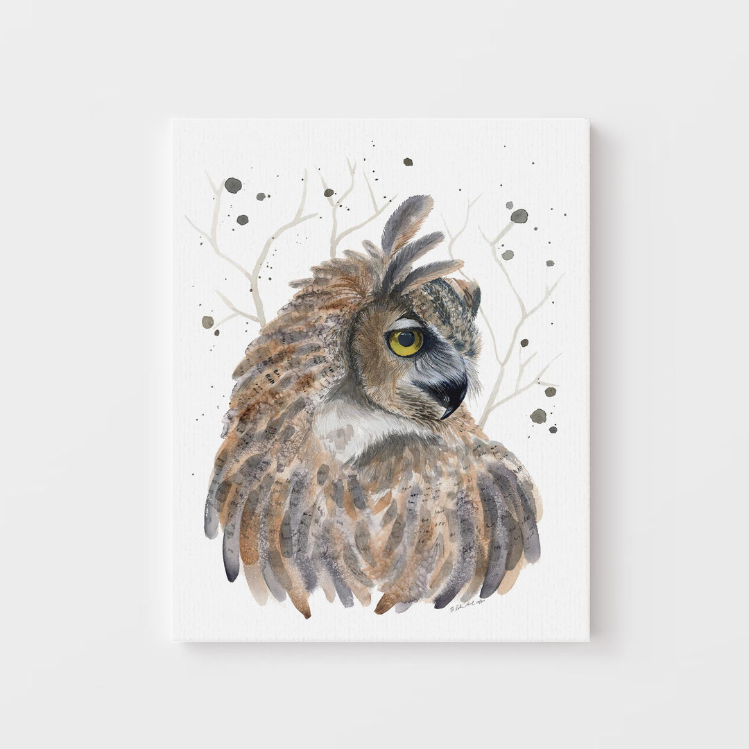 Great Horned Owl Watercolor