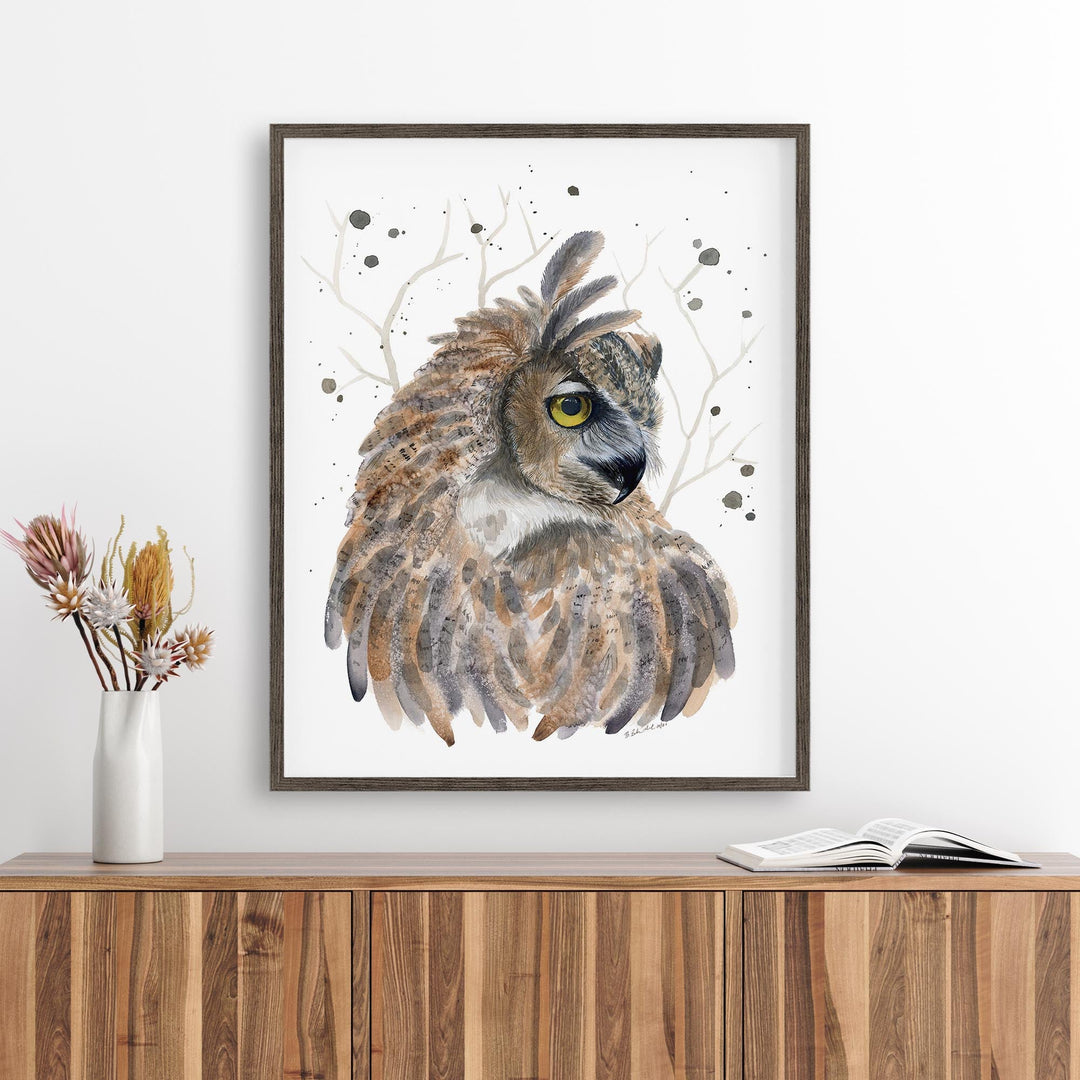 Great Horned Owl Watercolor