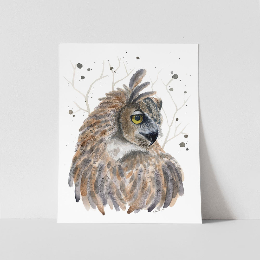 Great Horned Owl Watercolor