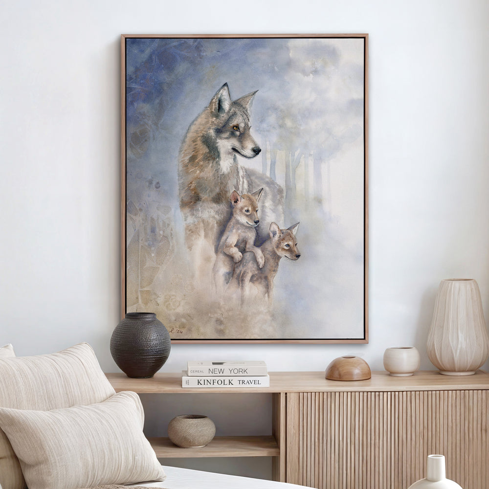 The Future She Carries red wolf family wildlife artwork