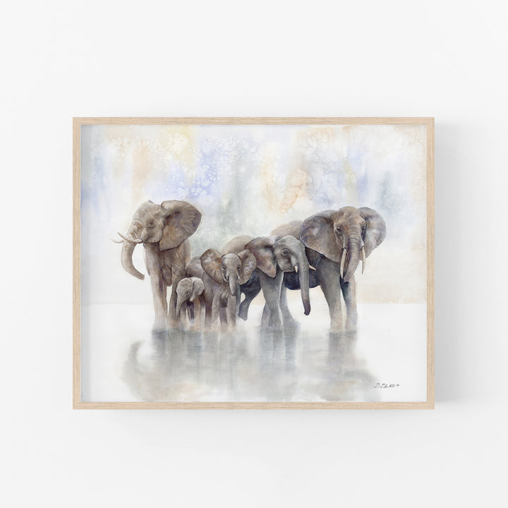 Within the Fold Elephant Watercolor Print in Wood Frame 