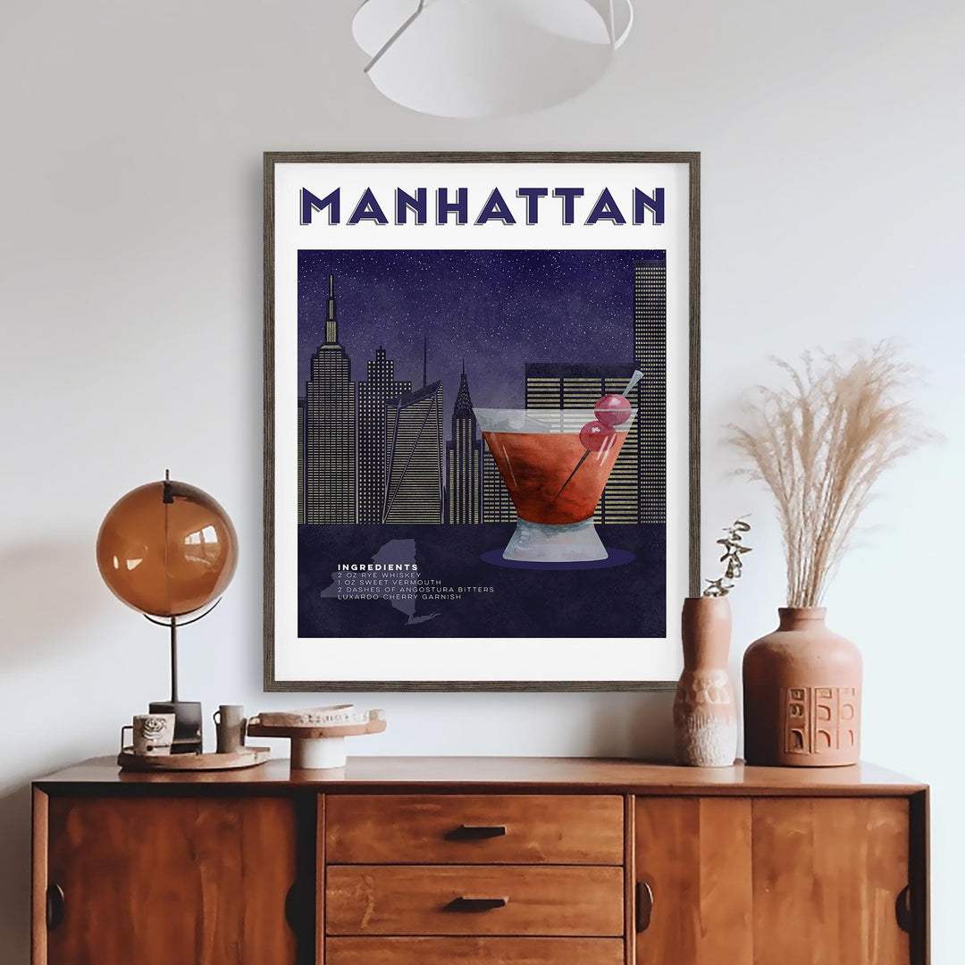 Manhattan Cocktail Illustration