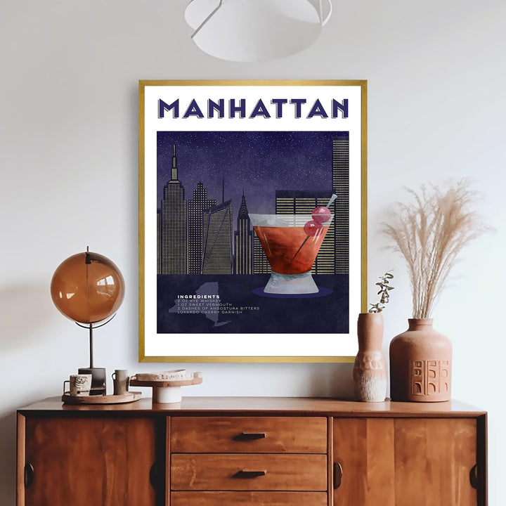 Manhattan Cocktail Illustration