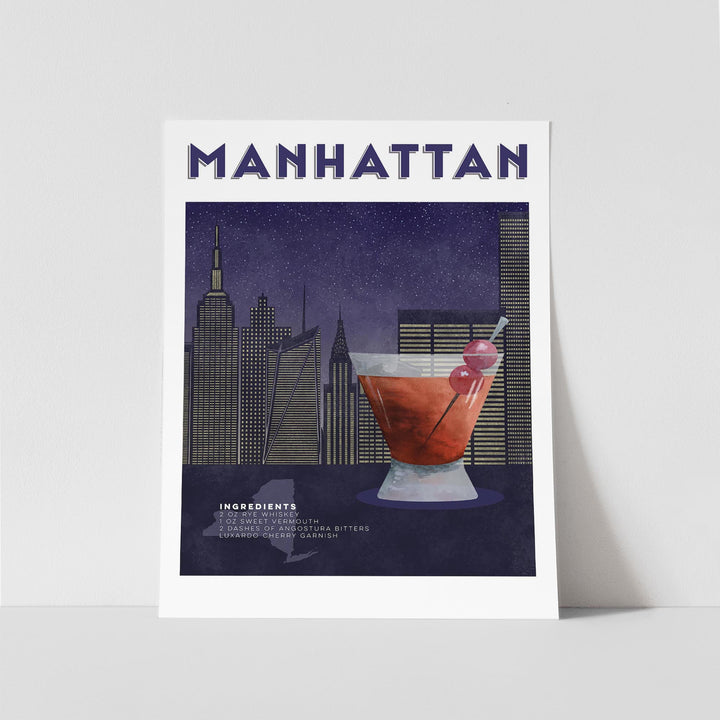 Manhattan Cocktail Illustration