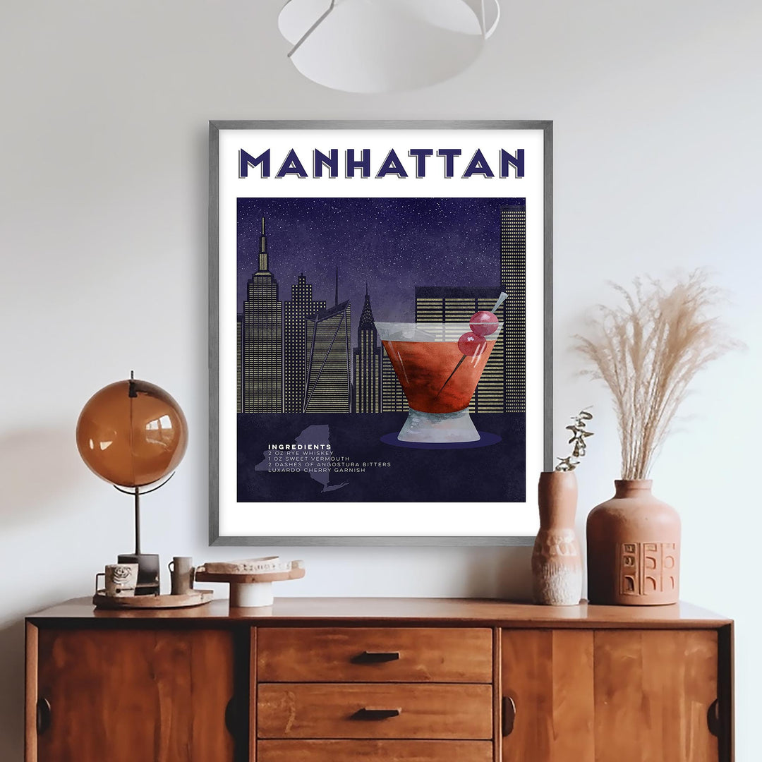 Manhattan Cocktail Illustration