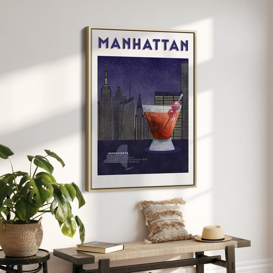 Manhattan Cocktail Illustration