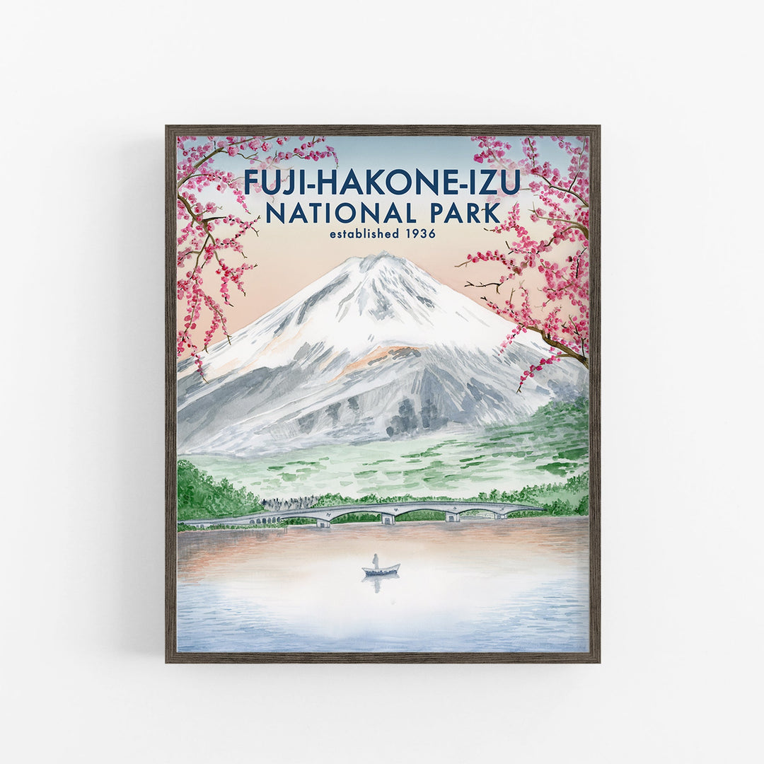 Affiche de voyage du parc national du mont Fuji