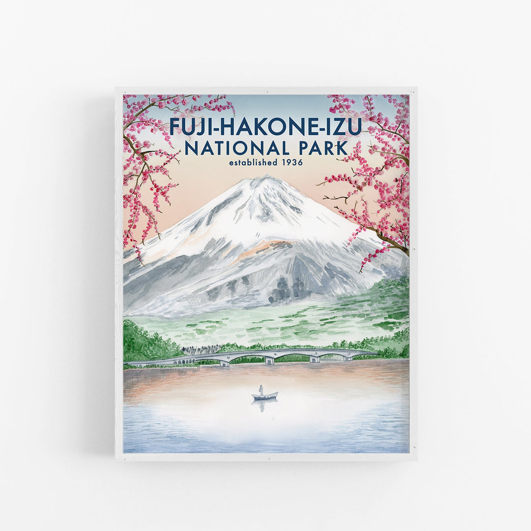 Affiche de voyage du parc national du mont Fuji