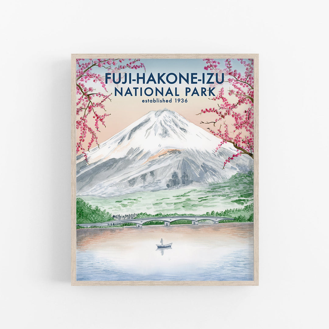 Affiche de voyage du parc national du mont Fuji