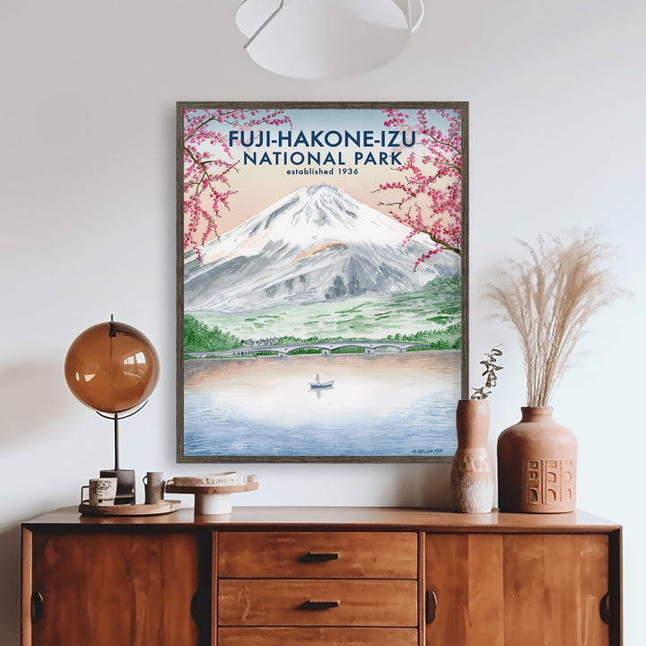 Affiche de voyage du parc national du mont Fuji