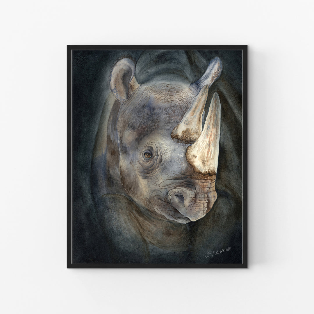 Emergence from the Darkness | Rhinoceros Painting - Brett Blumenthal Art
