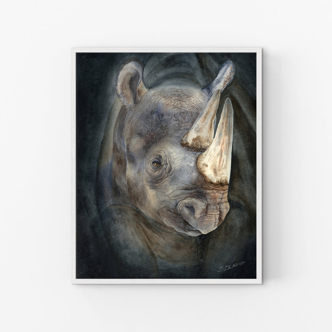Emergence from the Darkness | Rhinoceros Painting - Brett Blumenthal Art
