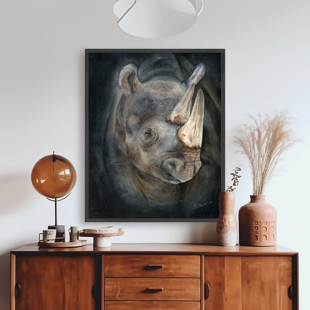 Emergence from the Darkness | Rhinoceros Painting - Brett Blumenthal Art