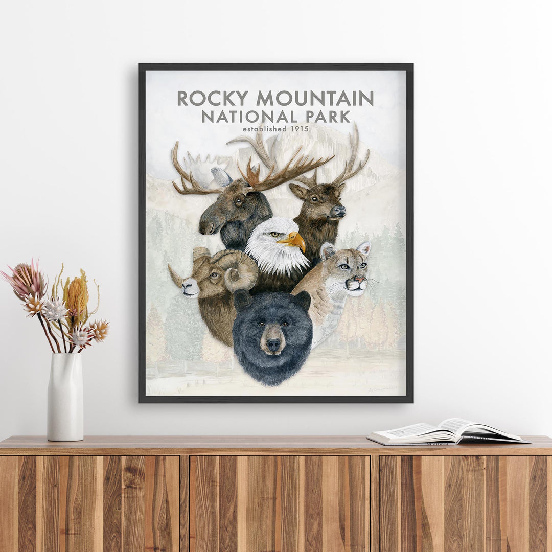 Affiche de voyage sur la faune des montagnes Rocheuses