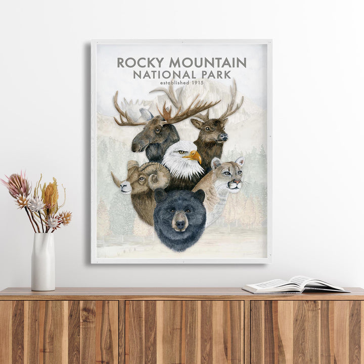 Affiche de voyage sur la faune des montagnes Rocheuses