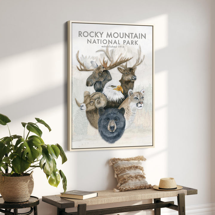 Affiche de voyage sur la faune des montagnes Rocheuses