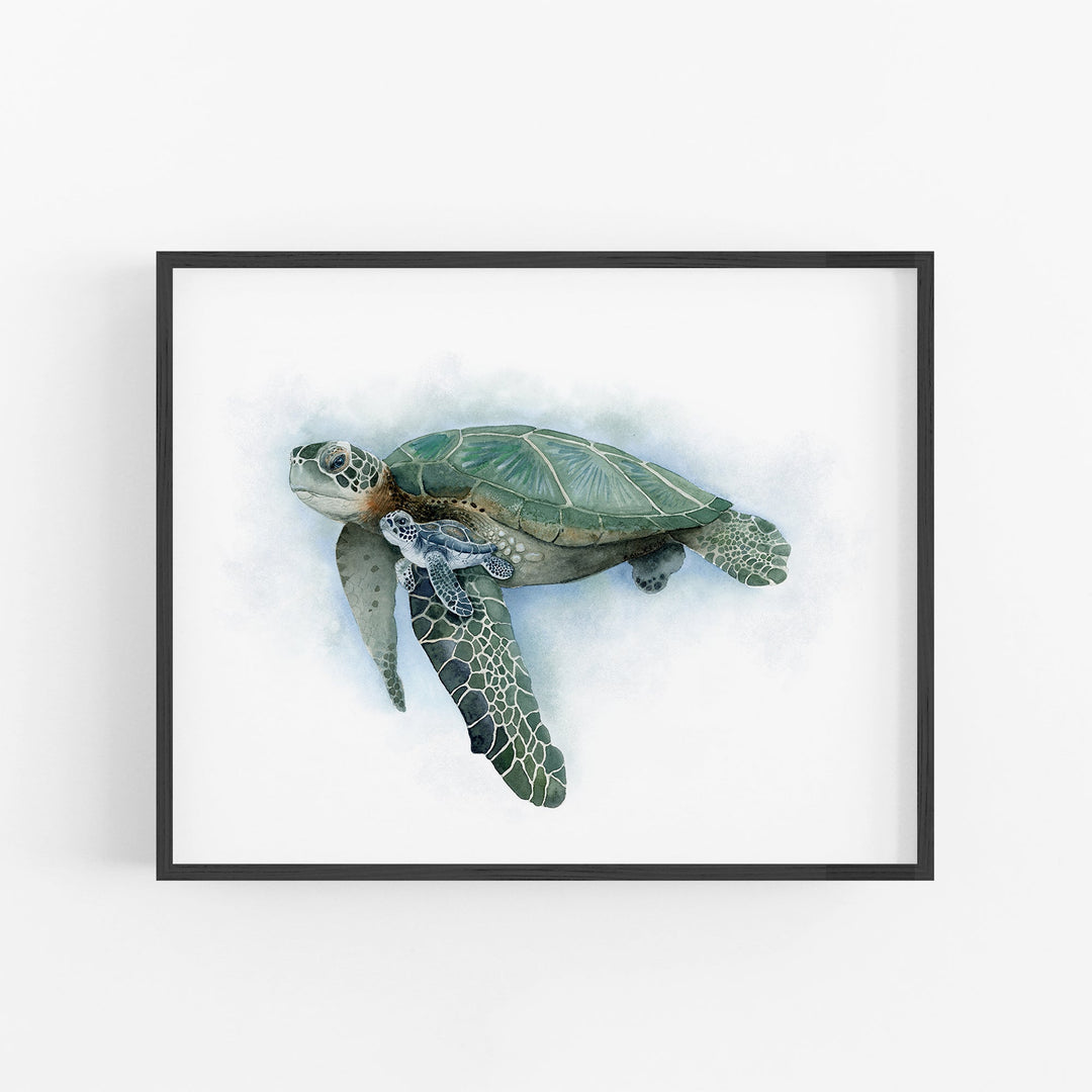 "Safe with Me" Sea Turtle Watercolor Print - Brett Blumenthal Art