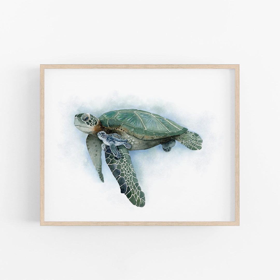 "Safe with Me" Sea Turtle Watercolor Print - Brett Blumenthal Art