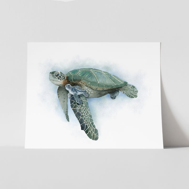 "Safe with Me" Sea Turtle Watercolor Print - Brett Blumenthal Art