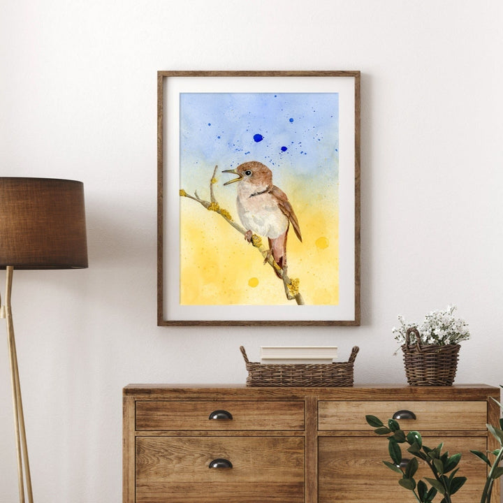 Ukrainian Nightingale Watercolor Art