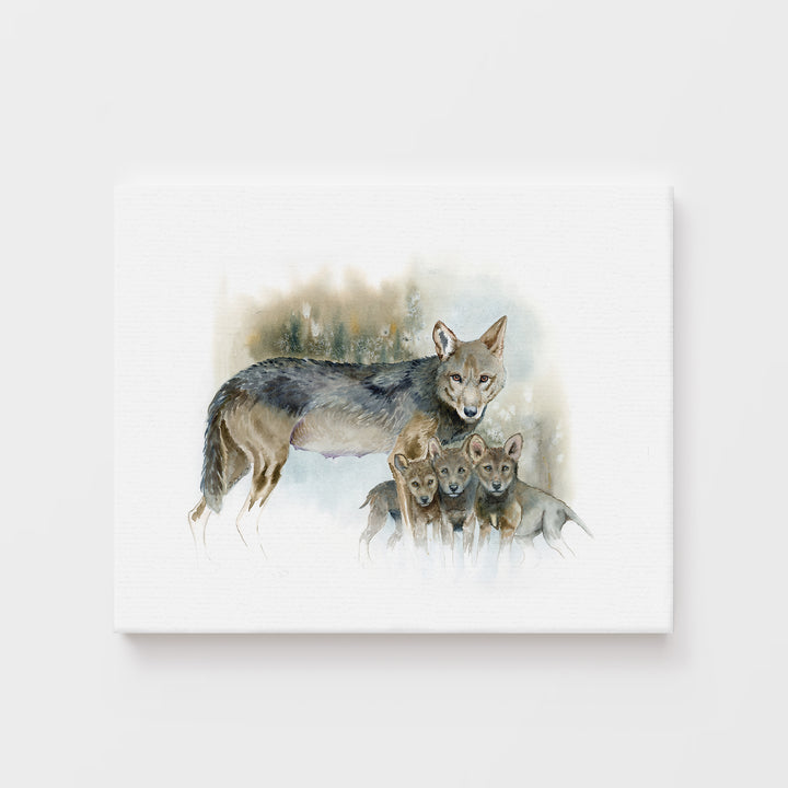 Red wolf watercolor on a gallery wrapped canvas
