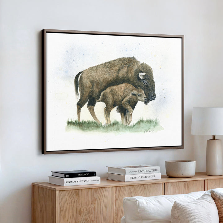 "Nuzzle on the Plain" Bison Art Print - Brett Blumenthal Art