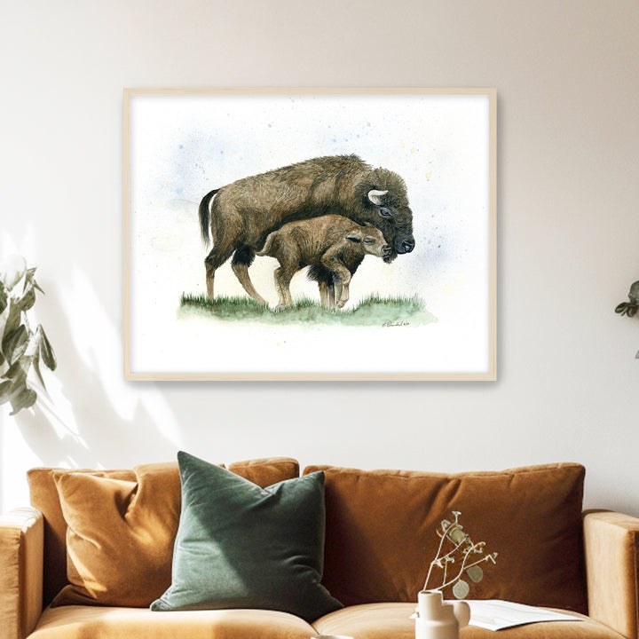 "Nuzzle on the Plain" Bison Art Print