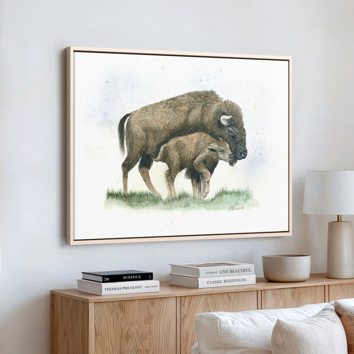 "Nuzzle on the Plain" Bison Art Print