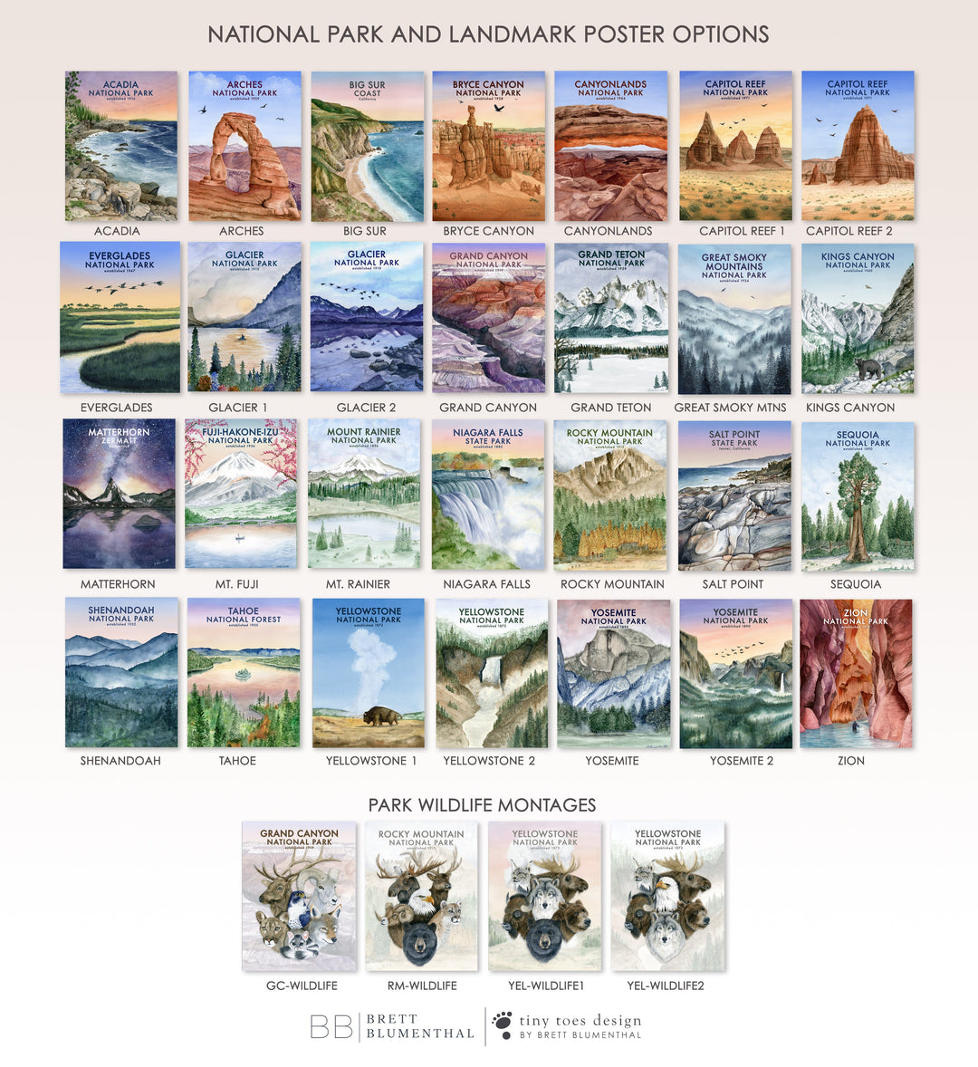 National Park Puzzle Choices